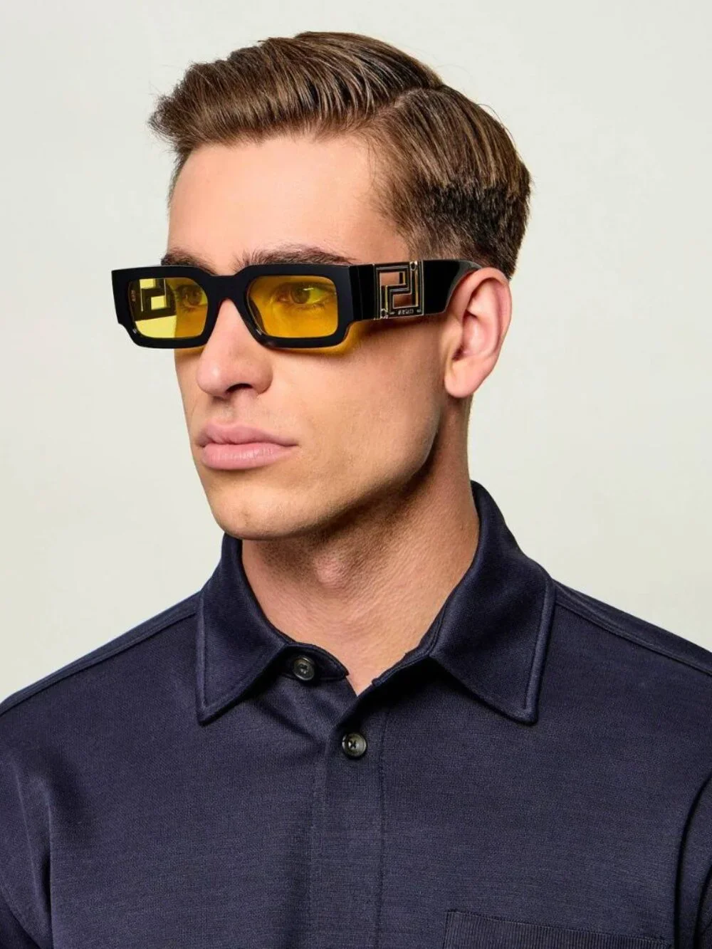 Versace VE4506U GB1/85 Rectangle Sunglasses – Black / Yellow